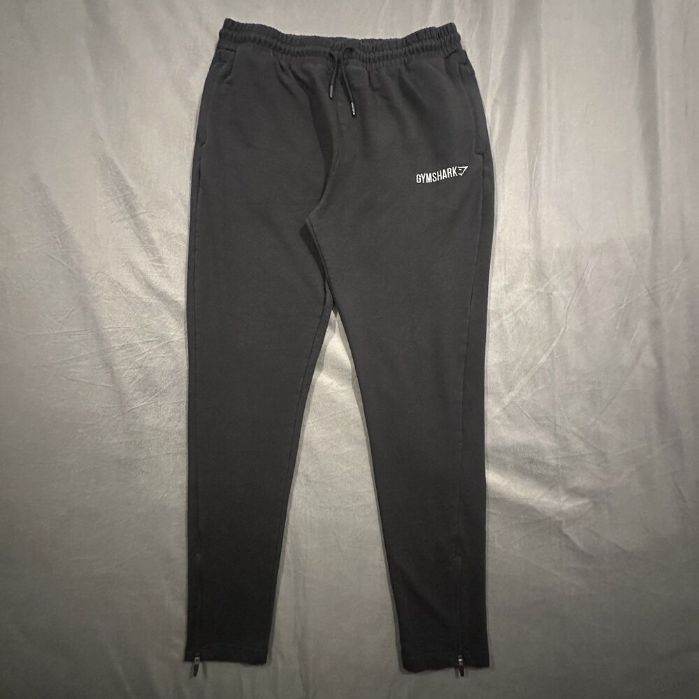 Gymshark Joggers Mens L Black Tapered Ankle Zip Athletic Sweatpants Gym Training